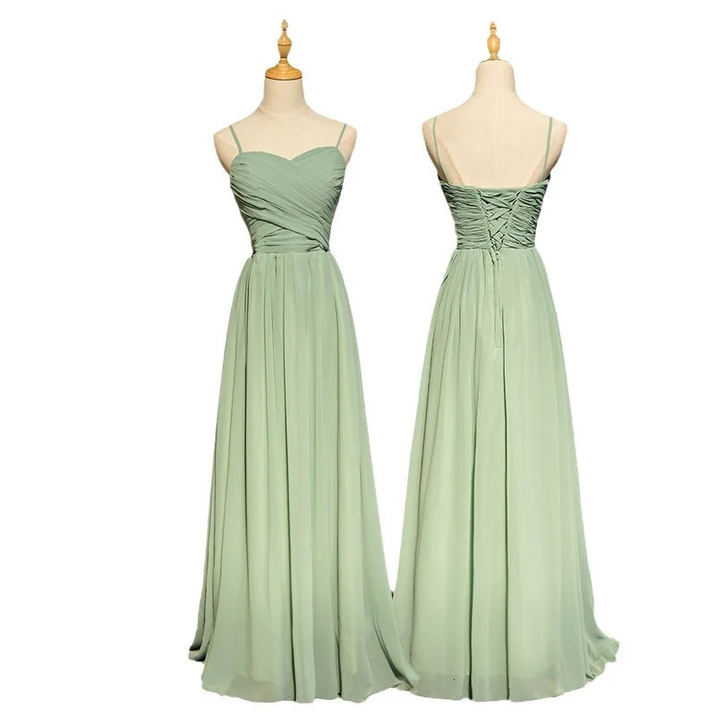 Green Bridesmaid Dresses Wedding 2024 Summer Chiffon Beach Group Gown 250725