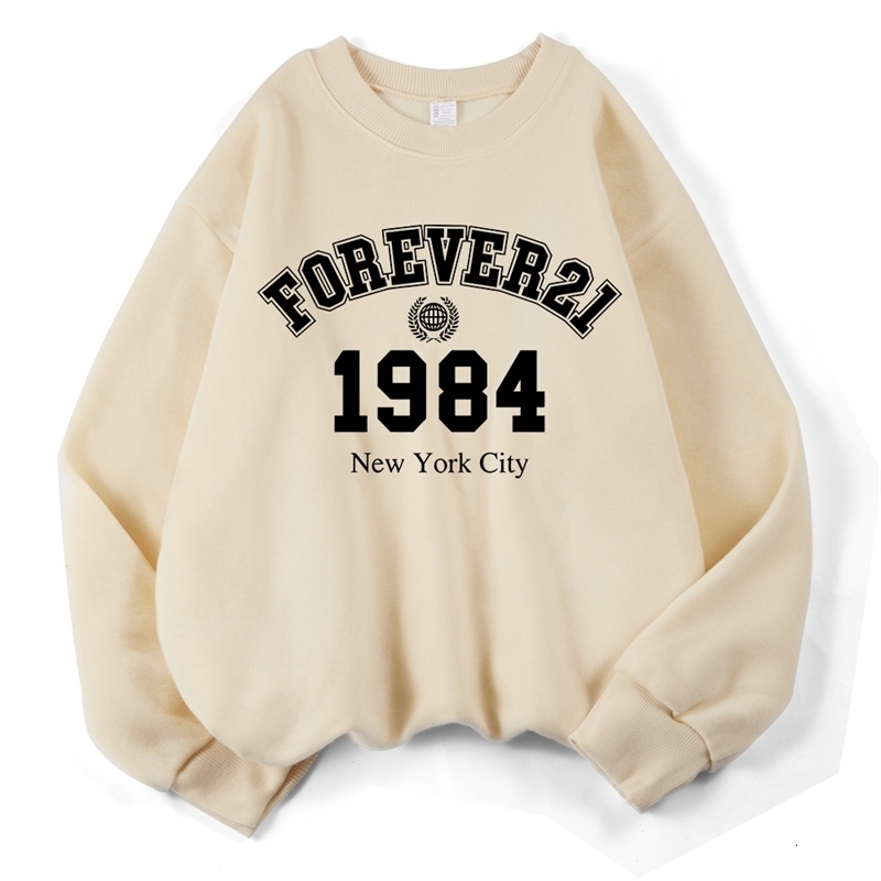 York City Prints Sweatshirt Loose Sporty Hoodies Fleece Warm Crewneck Tops Autumn Winter Womans Clothes 250725