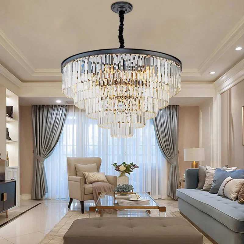 2024 LED Luxury Crystal Hanging Chandeliers Restaurant Pendant Lighting Lustre Living Dining Table Room Kitchen Home Decor LampsXJ250725