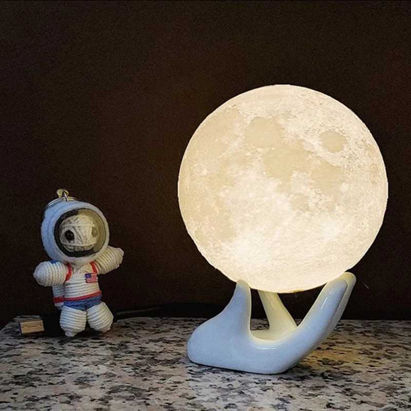 Moon Lamp Led Night Light Battery Powered with Stand Starry Lamp Bedroom Decor Night Lights Kids Gift Moon Lamp XJ250725