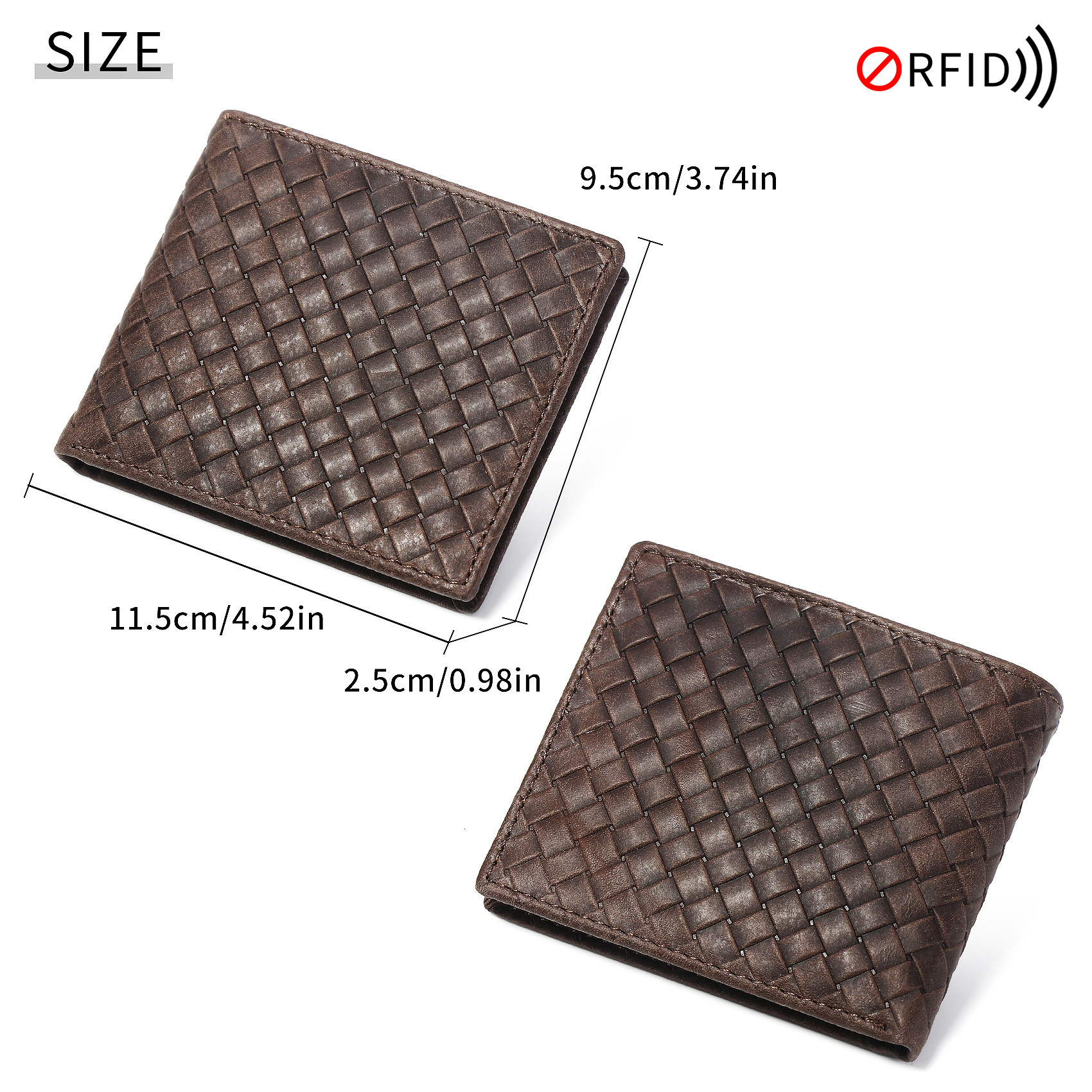 Free Shipping Designer Luxury Men's Genuine Leather Short Wallet RFID Anti-magnetic Anti-theft Multi-card Slots Cowhide Woven Pattern Coin Purse 