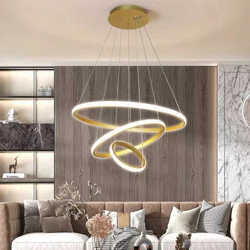 Modern LED Dining Room Chandeliers 3 Rings Chandelier Living Bedroom Lights Home Indoor Lighting Decorative Pendant Lamps XJ250725