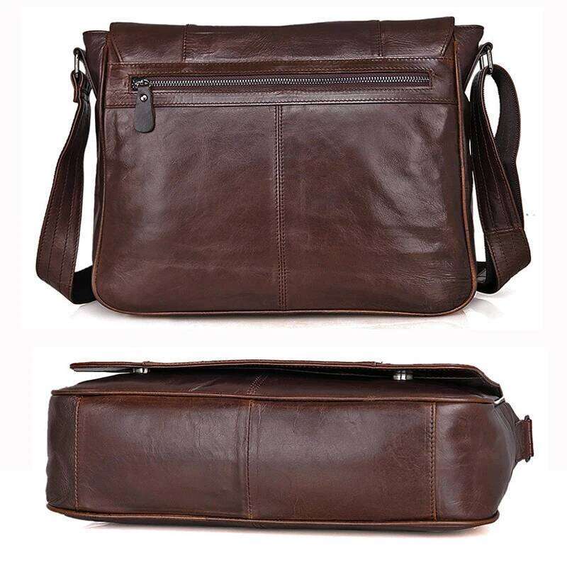 OLOEY Fashion High Class Oil-Waxed Genuine Shoulder men Leather Messenger Male Crossbody Sling Leisure Bag Satchel