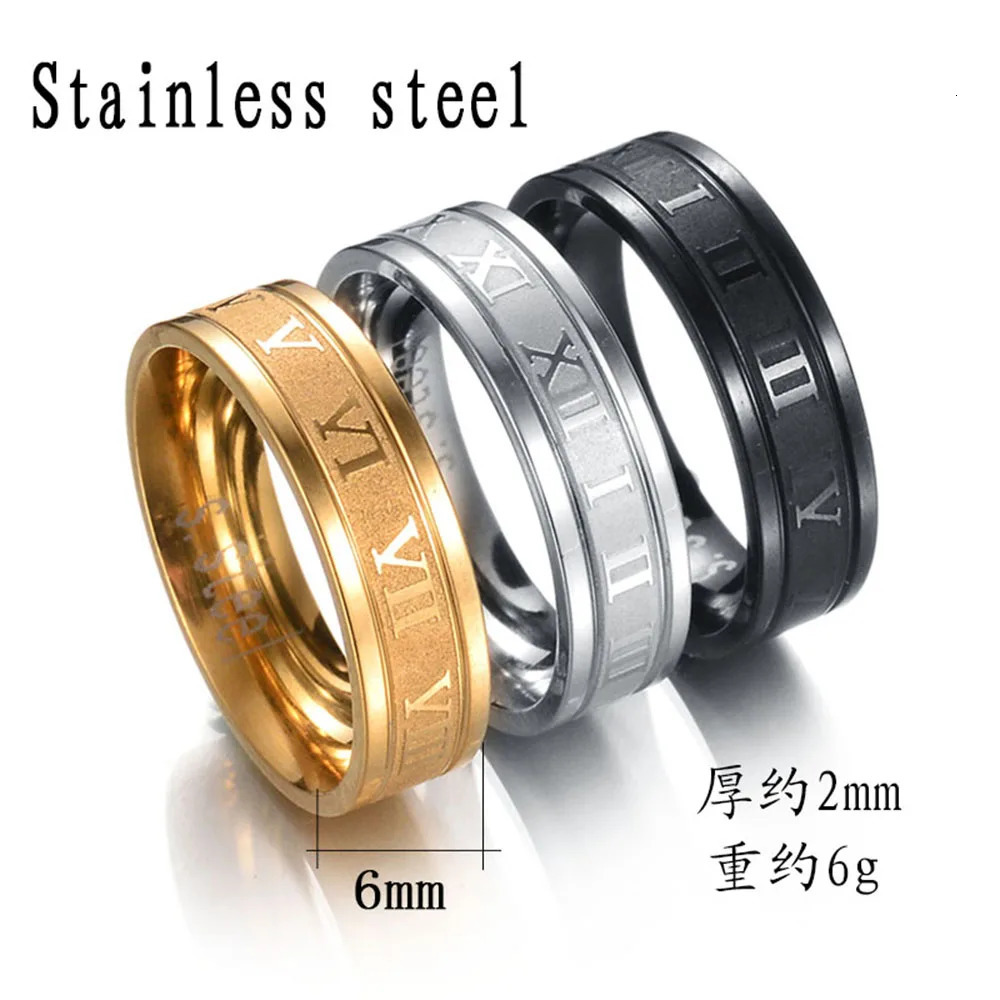 Seakissky Classic Fashion Stainless Steel Roman Digital Men Women Ring Cool Punk High Quality Waterproof Jewelry for Party Gifts 250716