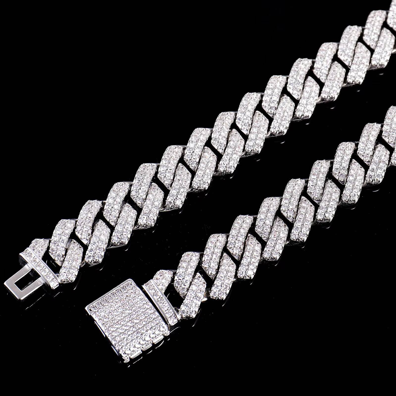 Hip Hop 10mm 12mm Ice Out Vvs1 Mossianite Cuban Link Chains 925 Sterling Silver Men Cuban Necklace Jewelry Men Hip Hop Bracelet