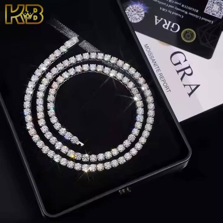 Wholesale 6mm Stainless Steel Moissanite Iced Out Buttons Cuban Link Chain Necklace Luxury Custom Mens Hip Hop Jewelry