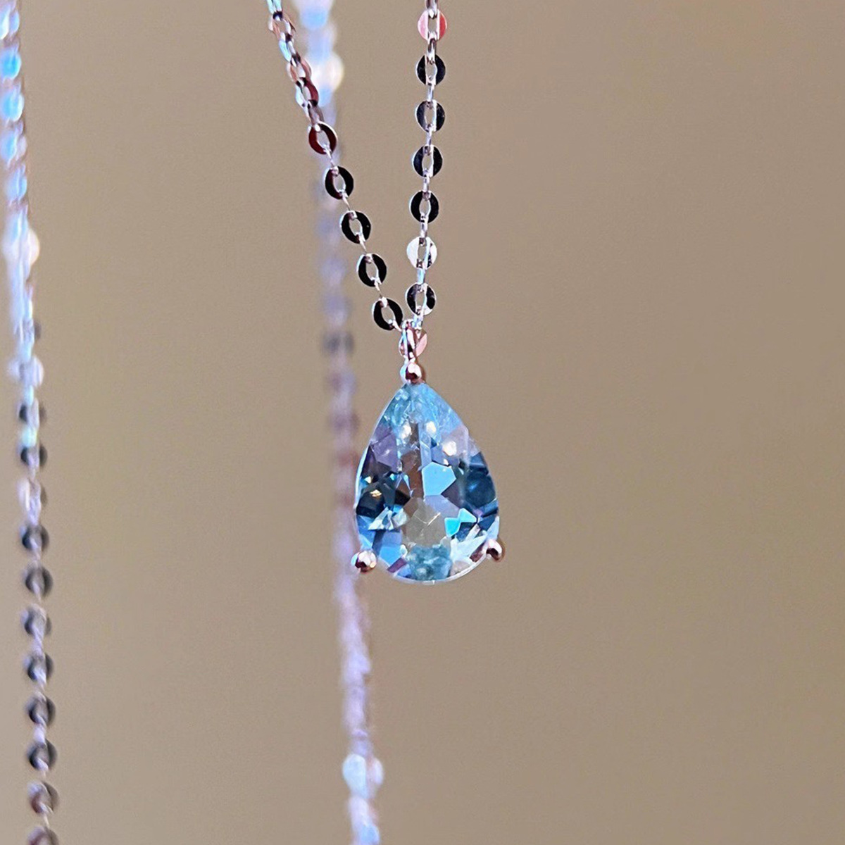 2025 Choucong Brand Water Drop Pendant Luxury Jewelry Genuine 100% 925 Sterling Silver Pear Cut Sky Blue Zircon CZ Diamond Sweet Cute Clavicle Necklac