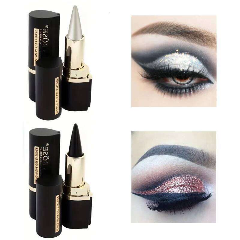 Black/Sier Creamy texture Eyeliner, 1 Count 2 Counts Easy Coloring High Pier Pencil, Daily Makeup Accessories for Women and X250726
