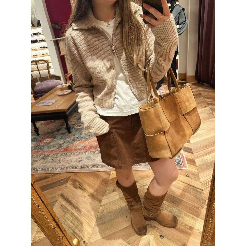 Designer Bag Tote Shoulder New Matte Woven Tote Bag Large Capacity Suede Crossbody Fashion Niche Light Luxury Trendy Internet Celebrity