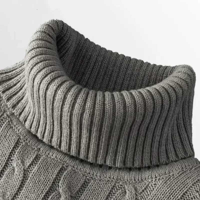 Mens High Neck Sweater Solid Color Pullover Knitted Warm Casual Turtleneck Men Clothes Z250725