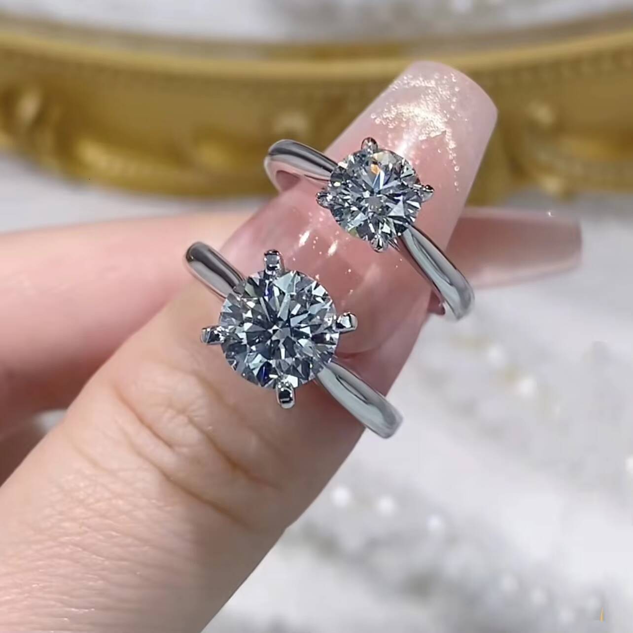 14K White Gold VS DEF Color IGI Certificated 1CT 2CT Solitaire CVD Diamond CVD Lab Diamond Ring