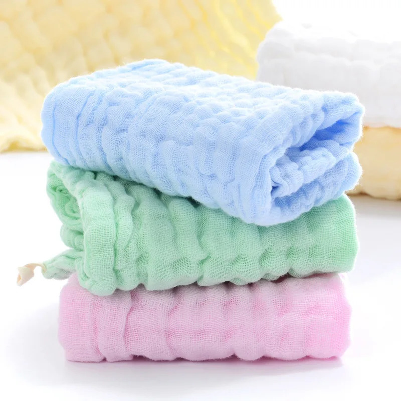 5pcs 100% Cotton Gauze Baby Towels 3030cm Square Soft Solid Color born Infant Face Wash Hand Bathing Towel Bibs Handkerchief 250725
