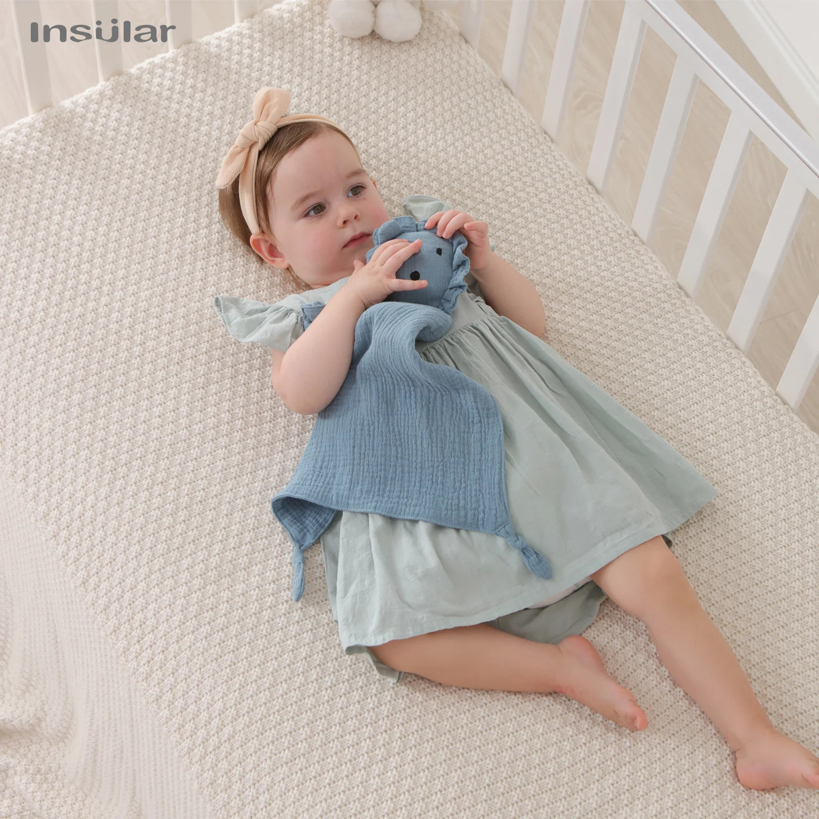 Soft Cotton Muslin Baby Bib Stuffed Lion Doll born Appease Towel Security Blanket Sleeping Cuddling Facecloth 250725
