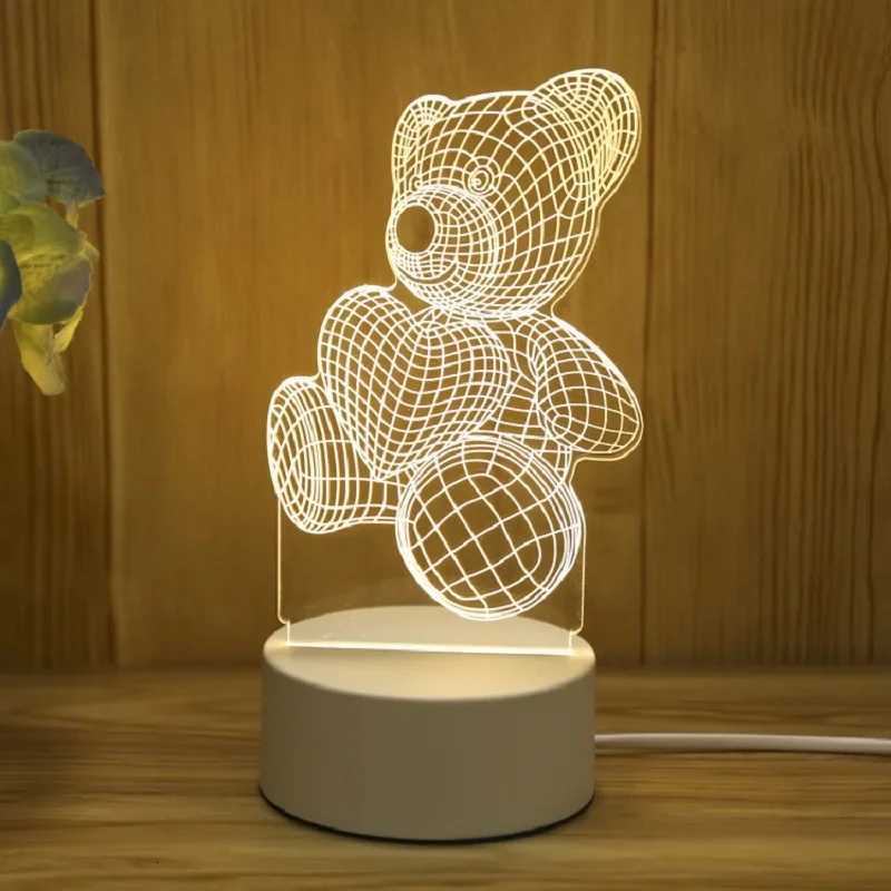 3D Creative Bear Lamp Acrylic USB LED Night Lights Lamp Xmas Christmas Decorations for Home Bedroom Birthday Decor Wedding Gifts XJ250725