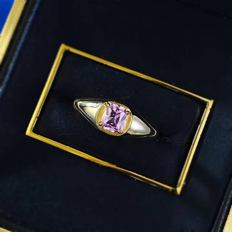 MEENOY Fake Diamond 925 Sterling Silver Purple Gemstone 18K Gold Wedding Engagement Ring for Women