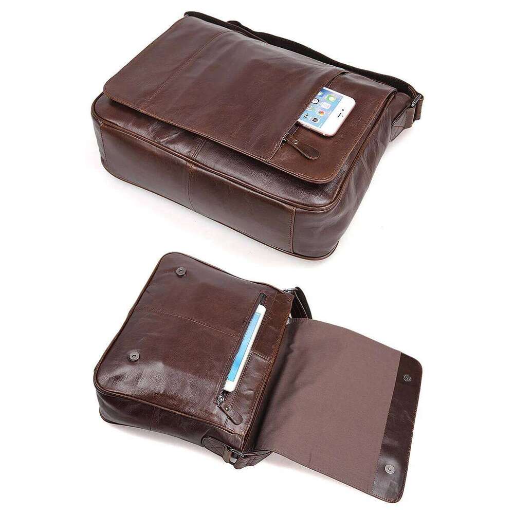 OLOEY Fashion High Class Oil-Waxed Genuine Shoulder men Leather Messenger Male Crossbody Sling Leisure Bag Satchel