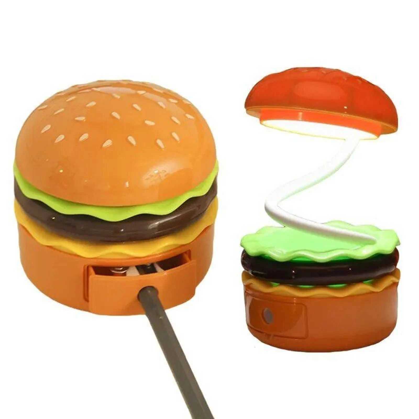 ute Hamburger Kids Desk Lamp - Rechargeable Foldable Night Light with Pencil Sharpener Portable Reading Light Room Decor XJ250725