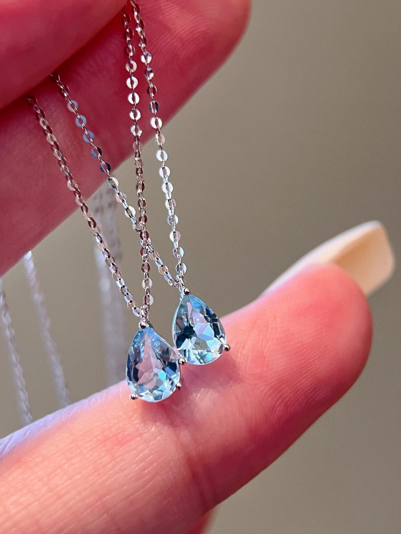 2025 Choucong Brand Water Drop Pendant Luxury Jewelry Genuine 100% 925 Sterling Silver Pear Cut Sky Blue Zircon CZ Diamond Sweet Cute Clavicle Necklac