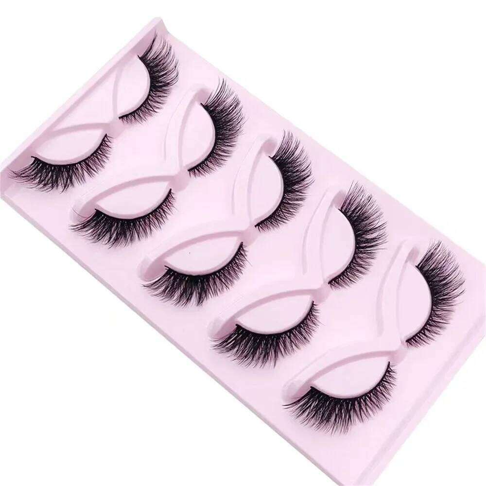 5 Pairs Wispy Fake Fluffy Cat Eye Lashes Extensions False Eyelashe X250725