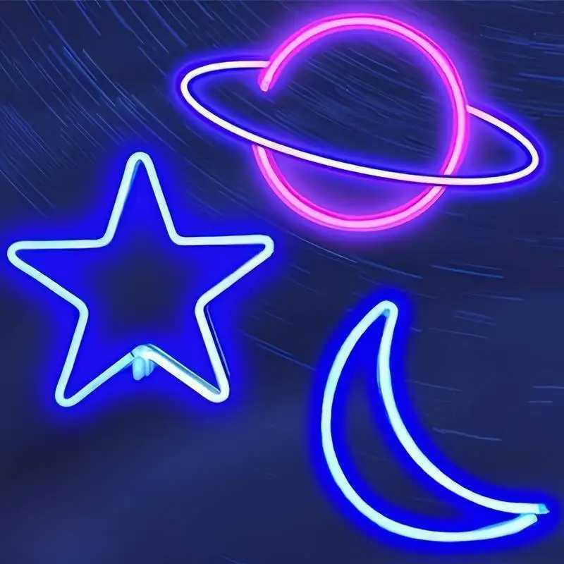 Neon Signs Star Moon Earth Planet LED Neon Light for Party Birthday Wedding Children Room Wall Decoration Accessory Table LampXJ250725