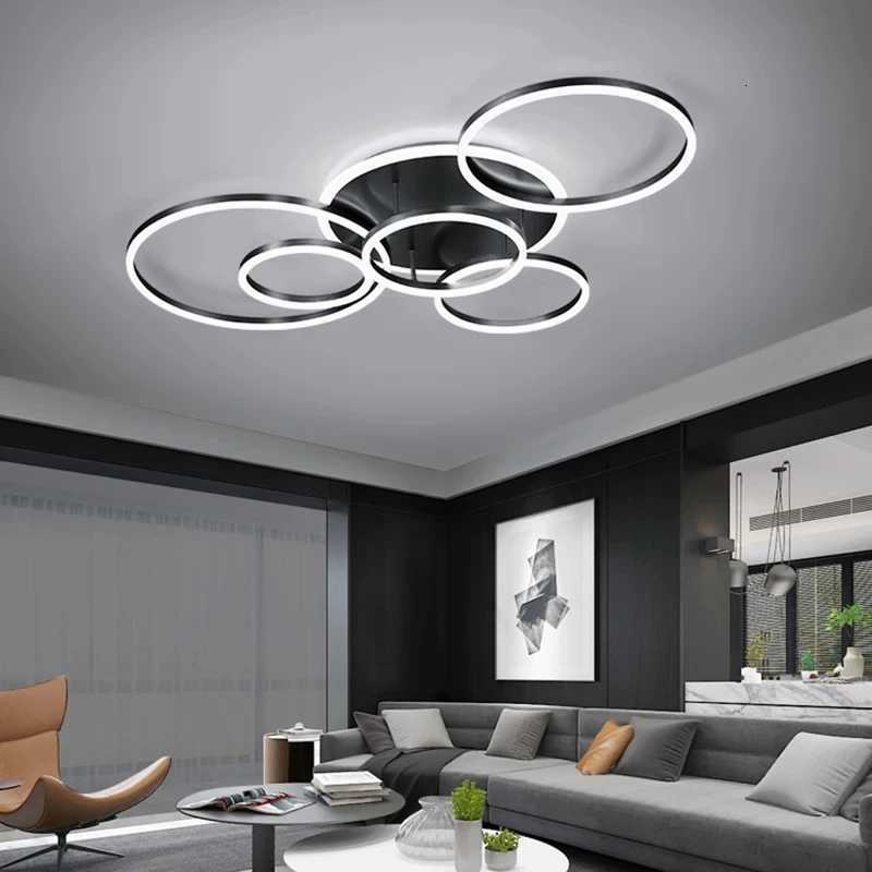 Modern LED Ceiling Light for Living Room Bedroom Ceiling Lamp 2025 New Circle Rings White/Black/Gold 90-260V Home Decor LightingXJ250725