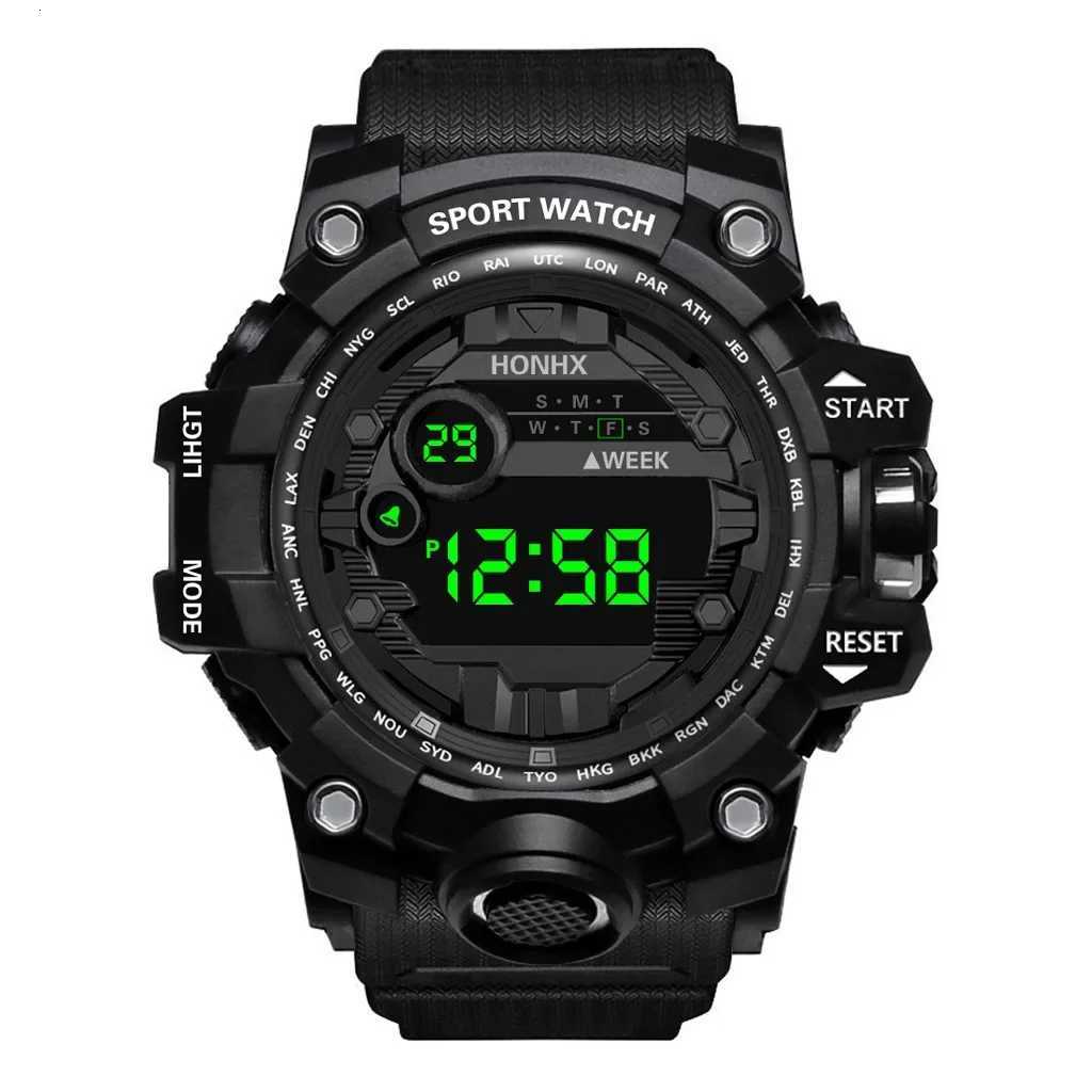 12 Mens Watches Big Dial LED Digital Watch Multi-Function Men Sports Watch Alarm Clock Stopwatch Fitness Electronic Wristwatch X250726