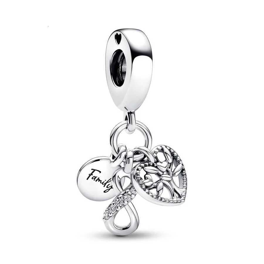 Hot Sale Fashion Bead Sparkling Family Tree Dangle Charm Fits Original 925 Sterling Silver European Bracelet Jewelry DIY Making XJ250726
