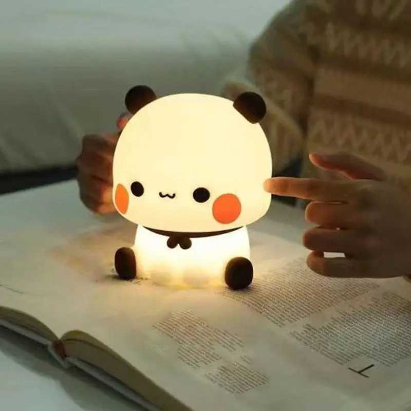 Kawaii Panda Led Night Light Lamp Cute Cartoon Pat Lamp Animal Bedroom Decorative Living Room Dolls Gifts Kids Baby Night Light XJ250725