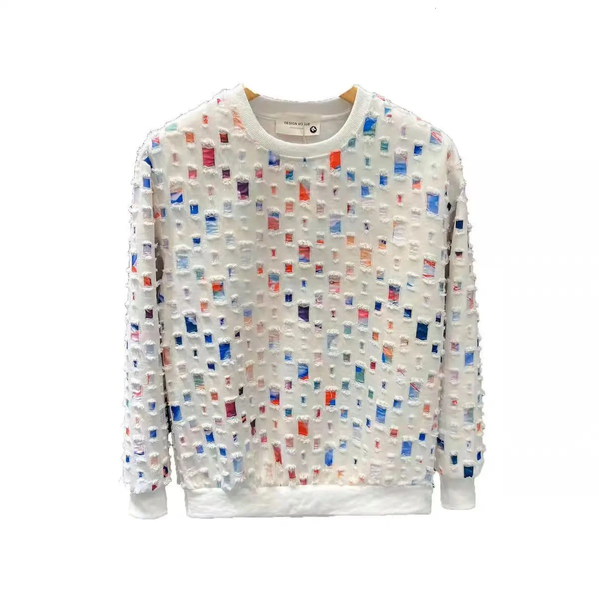 Round Neck Sweatshirt Men Spring Autumn Sportswear broken hole Pullover Casual Fashion Hip Hop Hoodies Streetwear Top 250726