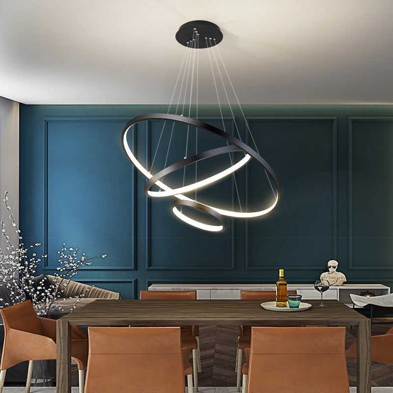 Modern Led Ceiling Chandelier For Villa Living Bedroom Dining Room Wrought Iron Chandelier Home Indoor Lighting Decorative Lamps XJ250725
