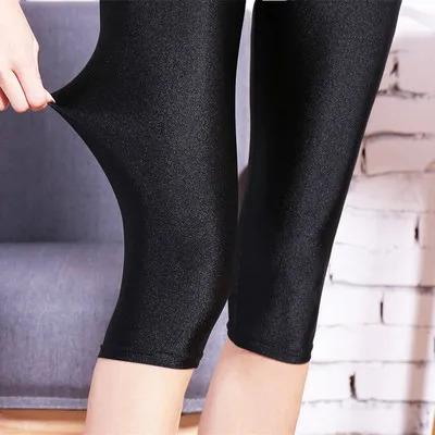 women summer knee length s lady slim fitted skinny lace short legging big size Mujer Shiny trouser 250725