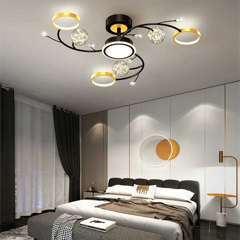 Modern Black Ceiling Chandeliers For Living Room Hall Ceiling Light Fixture Romantic Starry Gold Creative Ceiling Lamp BedroomXJ250725
