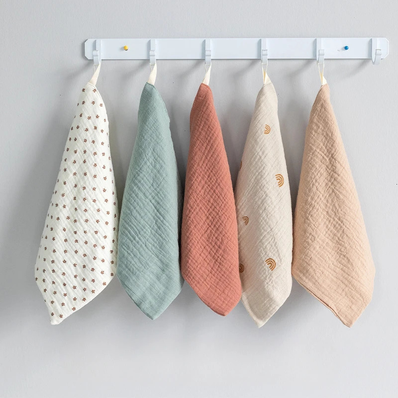 5PC Baby Towel born Stuff Muslin Square Towels Infant Hand Bath Shower Face Soft Cotton Gauze Washcloth 250725