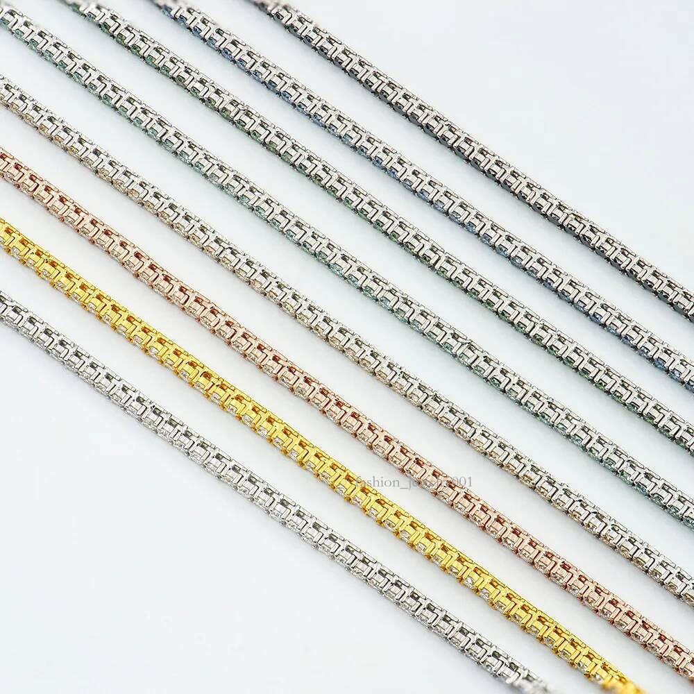 5mm 18-25inch S Sier Gold Plated Passed Tester VVS Blue Black Green Moissanite Tennis Chain Necklace Bracelet For Men Women Nice Gift
