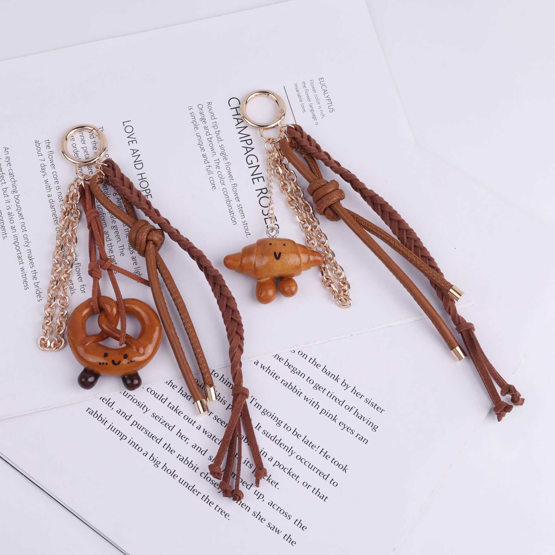 Trendy Ins Style Creative Food-shaped Keychain Bag Pendant Bread Chocolate Accessories 250715