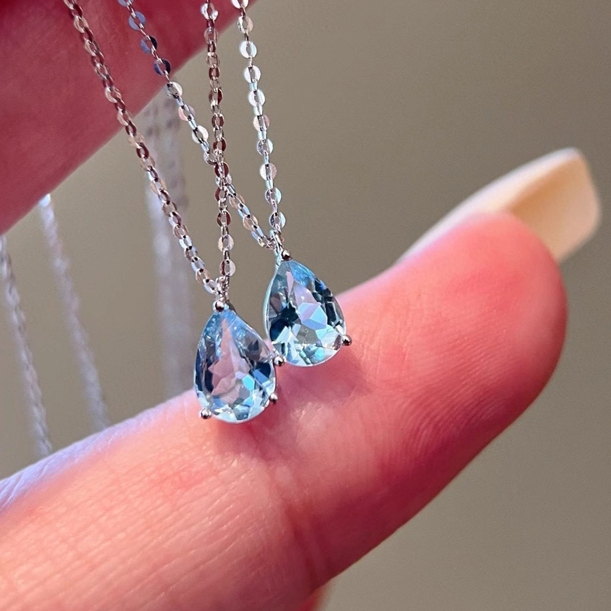 2025 Choucong Brand Water Drop Pendant Luxury Jewelry Genuine 100% 925 Sterling Silver Pear Cut Sky Blue Zircon CZ Diamond Sweet Cute Clavicle Necklac