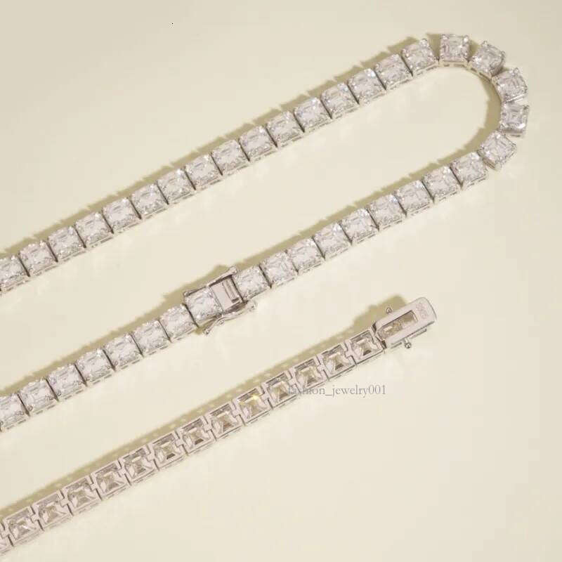 16-24inch High Quality White Gold Plated Sterling Sier VVS D Color Moissanite Tennis Chain Necklace 7/8inch Bracelet Links For Men Women Nice Gift