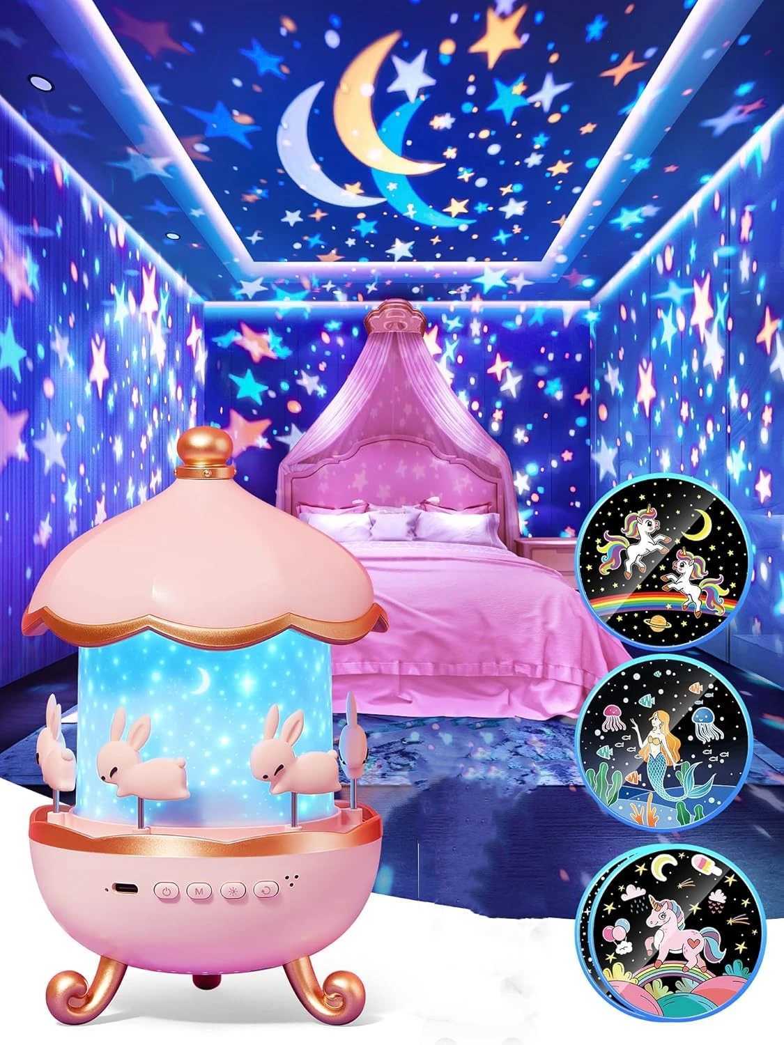 12 Films Star Projector for Kids Star Lights for Ceiling Projector Baby Night Lamp with Bluetooth Speaker Exquisite Gifts XJ250725
