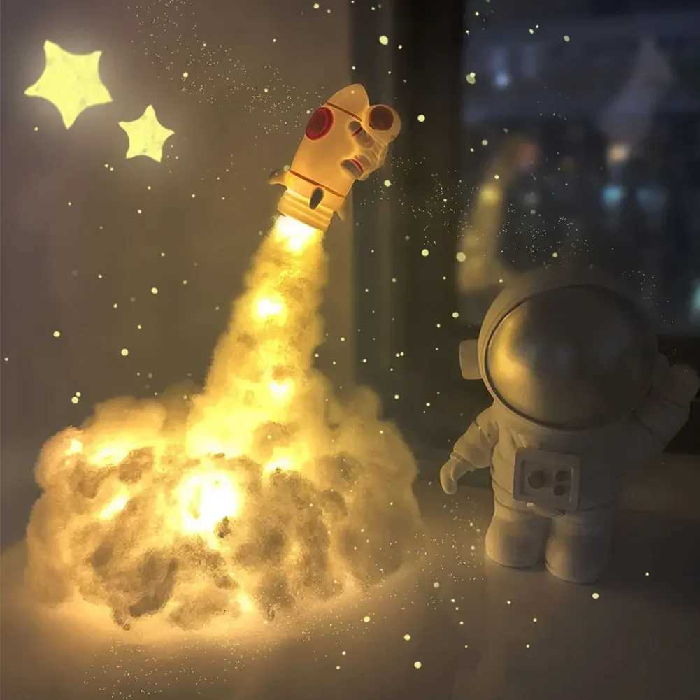 Night Light DIY Rocket Lamp LED Astronaut Night With USB Rechargeable Kids Home Decoration Night Light Creative Kids Gift XJ250725
