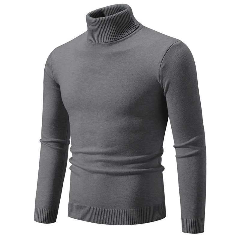 2024 Autumn/Winter New Sweater Mens High Collar Elastic Thin Knitted Solid Color Casual Versatile Top Tight and Warm Z250725
