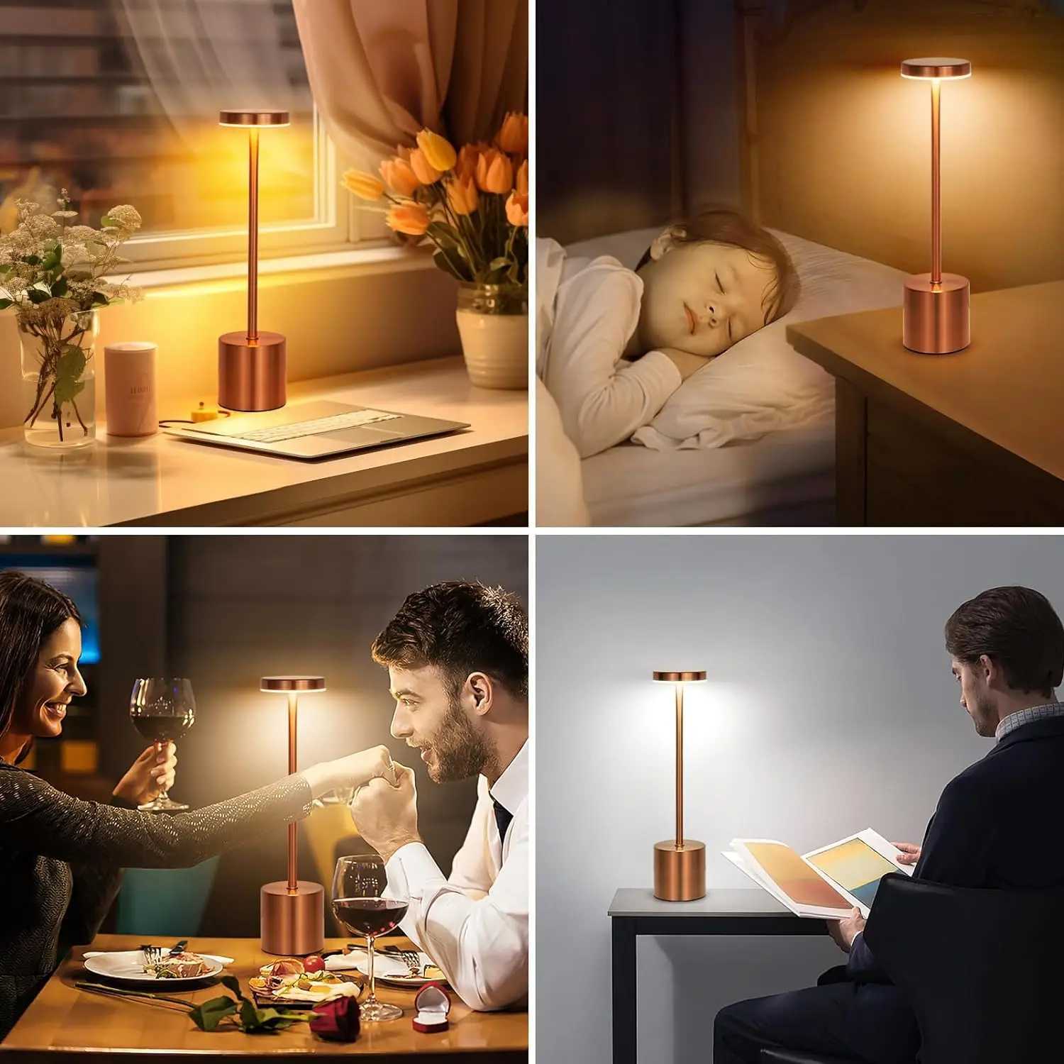 LED Table Lamp Touch Sensor Rechargeable Desktop Night Light Wireless Reading Lamp for Restaurant Hotel Bar Bedroom Decor Light XJ250725