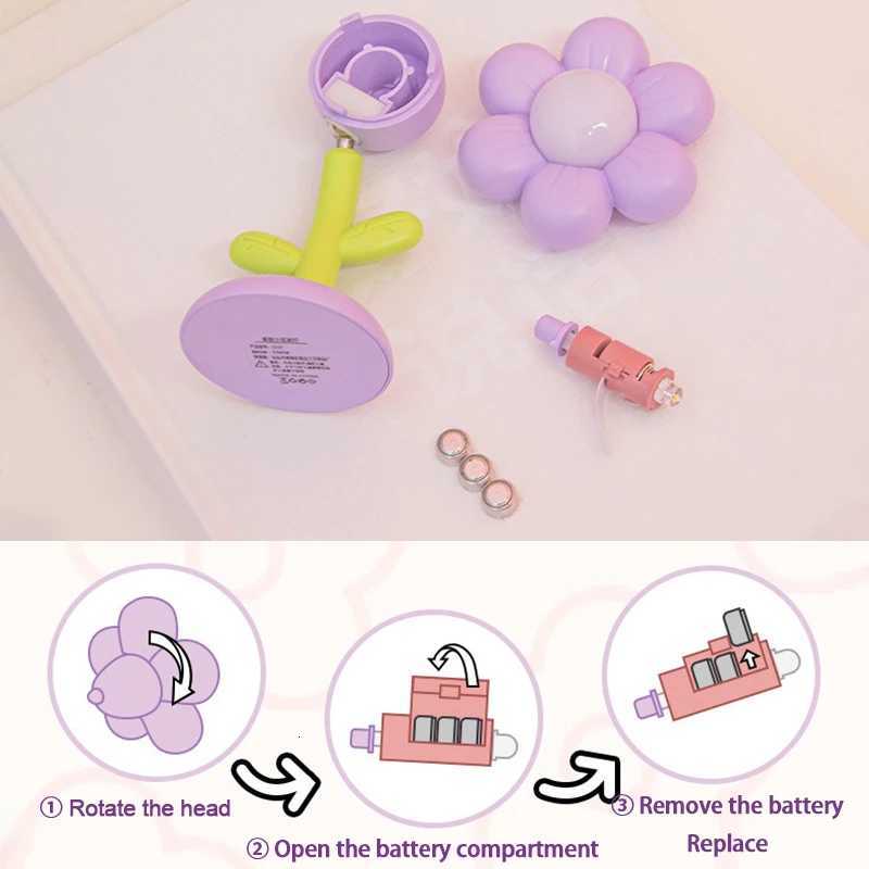 Mini LED Flower Night Light Cute Small Table Lamp Desktop Ornament Bedside Bedroom Ambient Lights Childrens Toy Kids Holiday Gift XJ250725