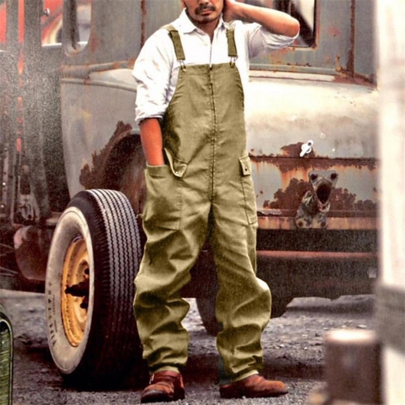 Men Denim Jumpsuit Casual Large Pockets Loose Overalls For Male Retro Loosefitting Cargo Mens Clothing y250725