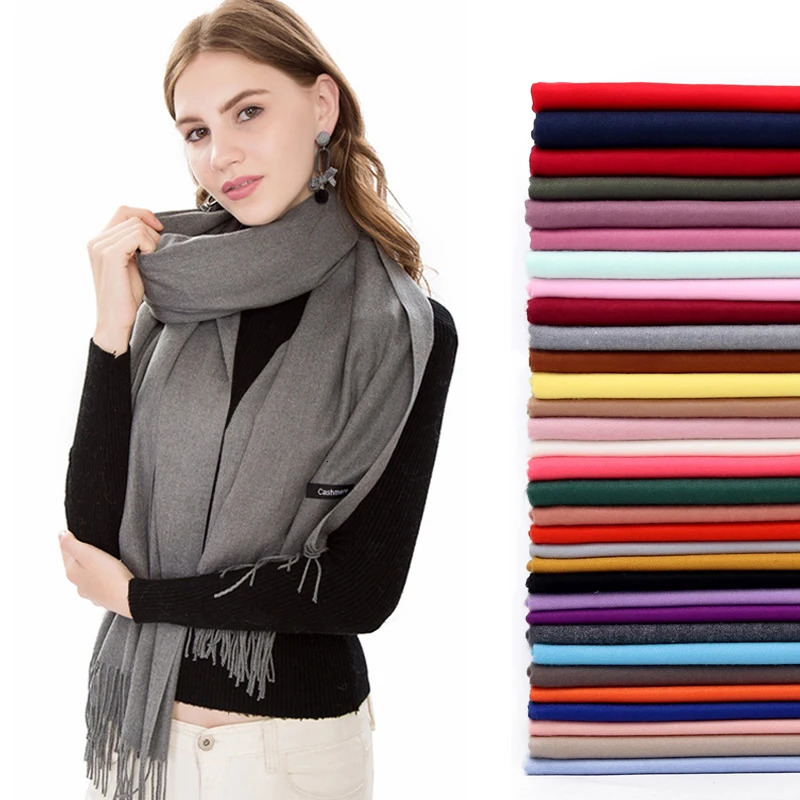 Womens Pashmina Scarf Shawls Soft Cashmere Feeling Headscarf Travel Office Winter Warm Hijabs Solid Lady Wraps Female Bandana 250724