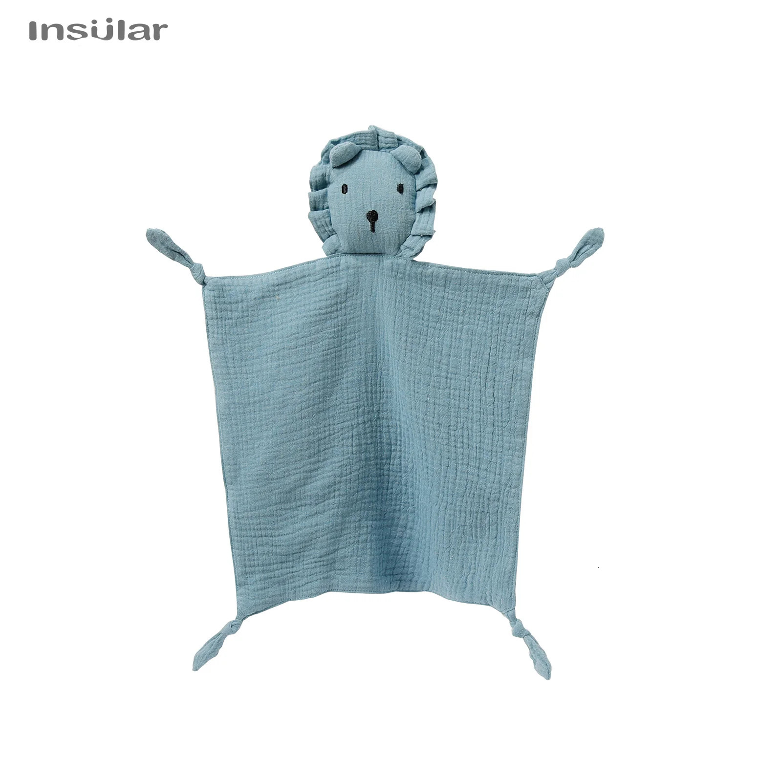 Soft Cotton Muslin Baby Bib Stuffed Lion Doll born Appease Towel Security Blanket Sleeping Cuddling Facecloth 250725