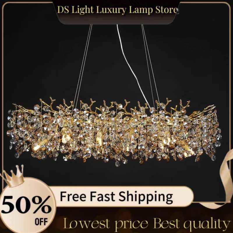 Chandelier with Crystals Lights Luxury Gold for Dining Room Kitchen Table Large Hanging Crystal Pendant Light Branch ChandeliersXJ250725