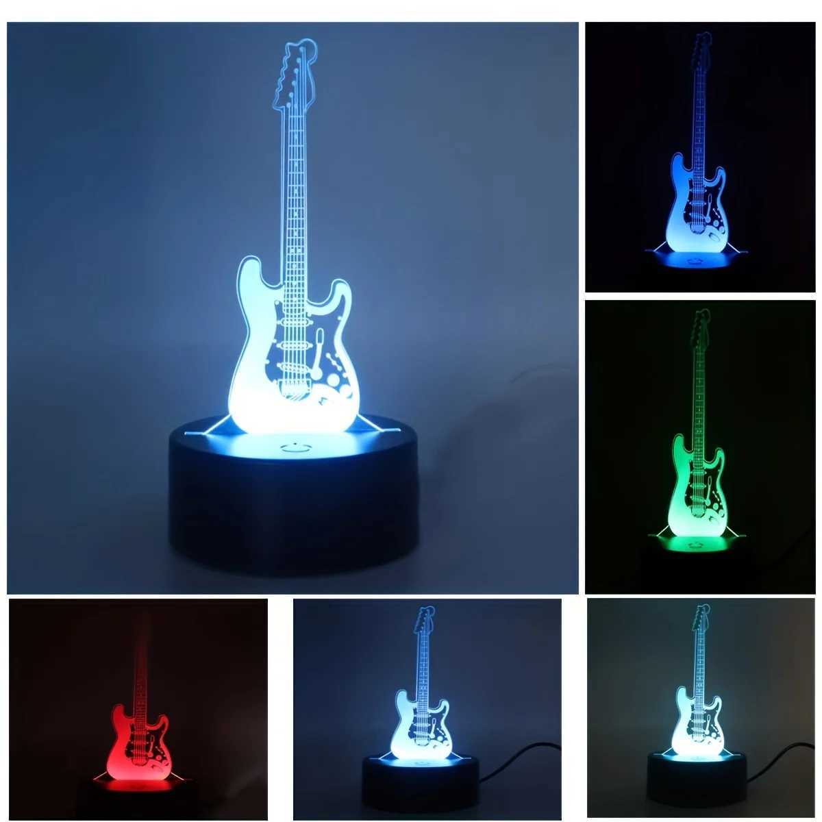 1pc 3D Stereo Night Light Guitar Bedside Lamp Acrylic Table Lamp LED Warm White Desk Lamp XJ250725