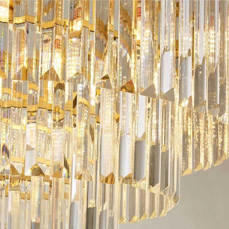 2024 LED Luxury Crystal Hanging Chandeliers Restaurant Pendant Lighting Lustre Living Dining Table Room Kitchen Home Decor LampsXJ250725