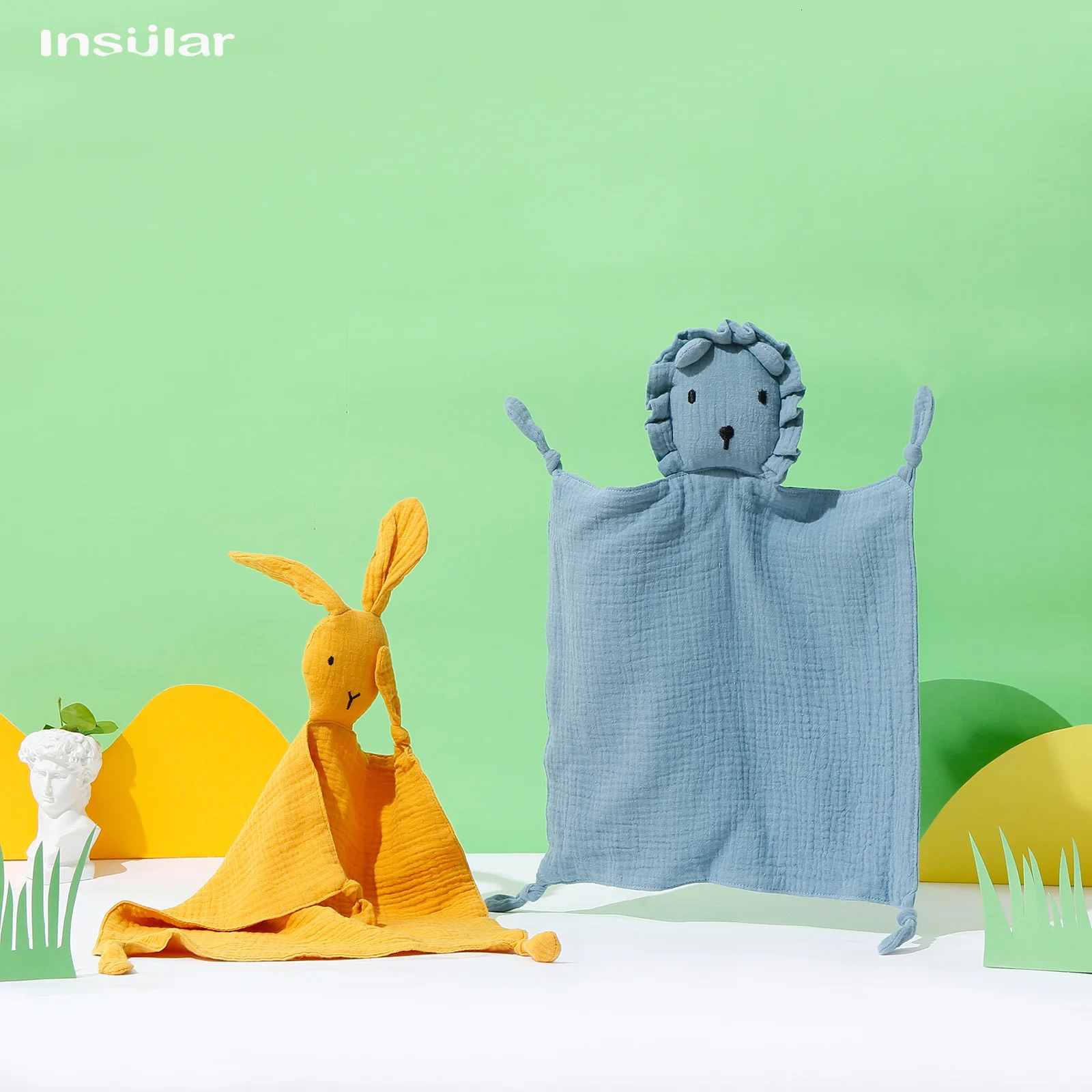 Soft Cotton Muslin Baby Bib Stuffed Lion Doll born Appease Towel Security Blanket Sleeping Cuddling Facecloth 250725