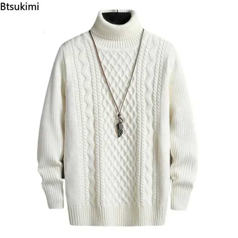 2025 Mens Winter Warm Turtleneck Sweaters Knitted Thick Pullover Casual Sweaters High Neck Knited Solid Color Jumpers for Men Z250725
